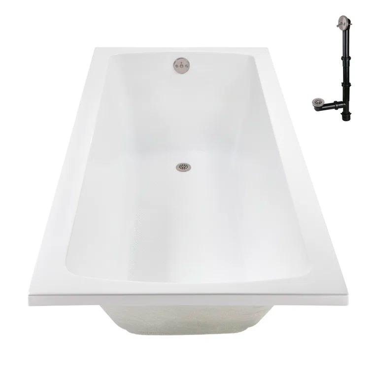 60'' x 32'' Acrylic Soaking Drop-In Bathtub, Drain Included