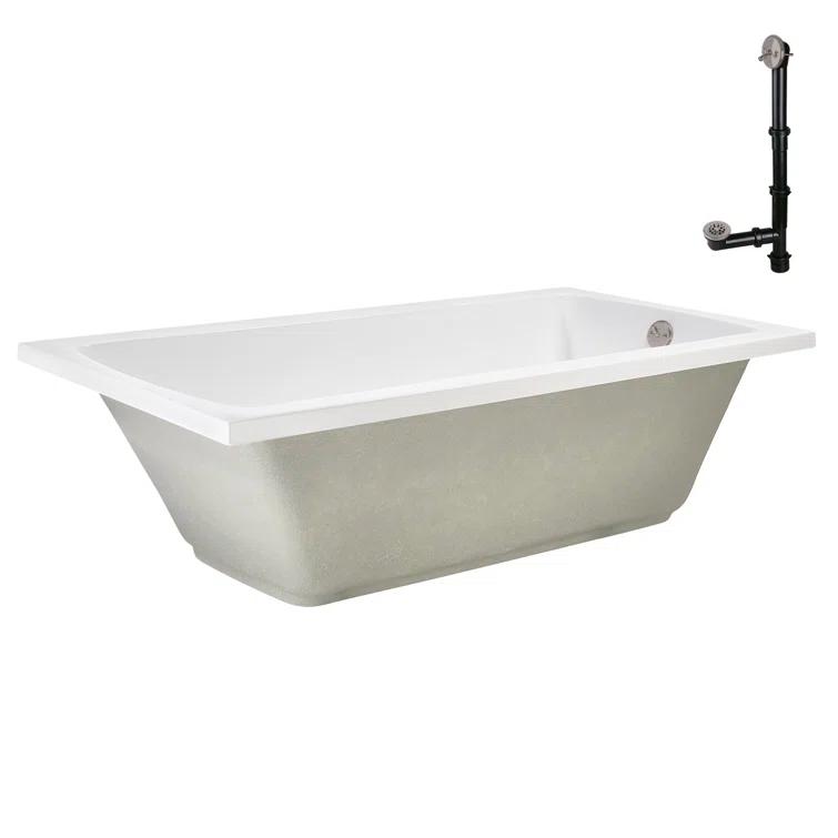 60'' x 32'' Acrylic Soaking Drop-In Bathtub, Drain Included
