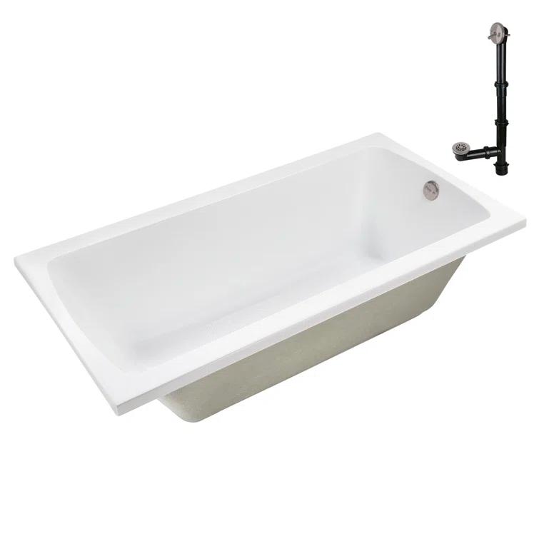 60'' x 32'' Acrylic Soaking Drop-In Bathtub, Drain Included