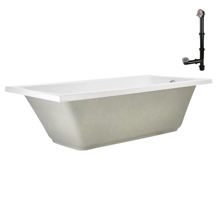 60'' x 32'' Acrylic Soaking Drop-In Bathtub, Drain Included