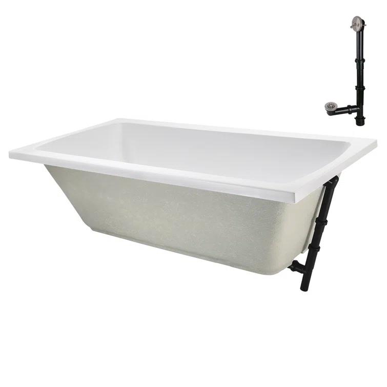 60'' x 32'' Acrylic Soaking Drop-In Bathtub, Drain Included