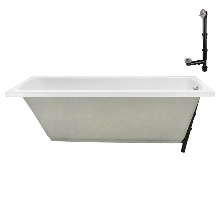 60'' x 32'' Acrylic Soaking Drop-In Bathtub, Drain Included