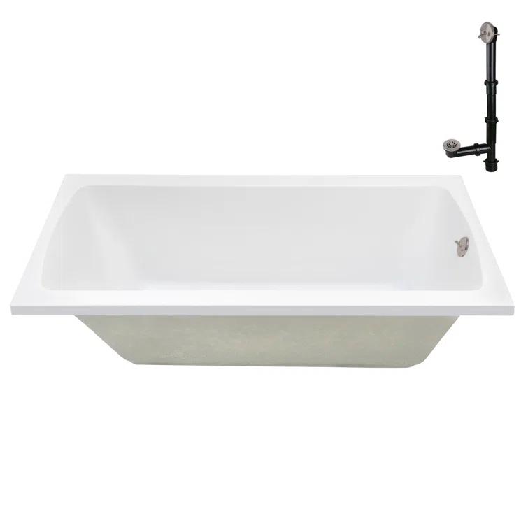 60'' x 32'' Acrylic Soaking Drop-In Bathtub, Drain Included