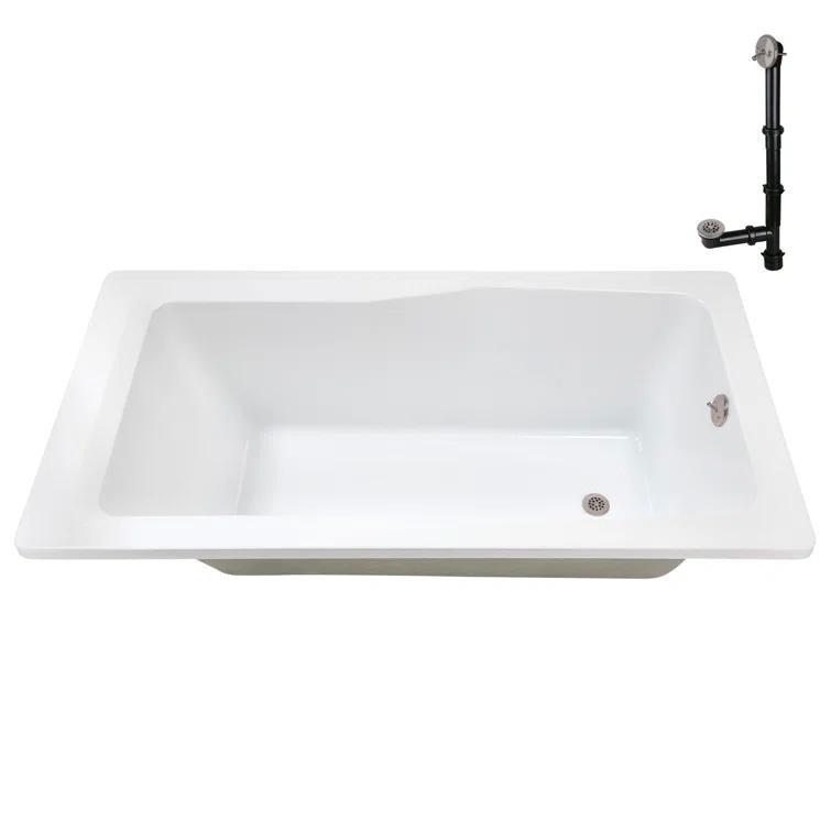Streamline Bath 60'' x 32'' Acrylic Soaking Drop-In Bathtub, Drain Included N-4400-757-BNK