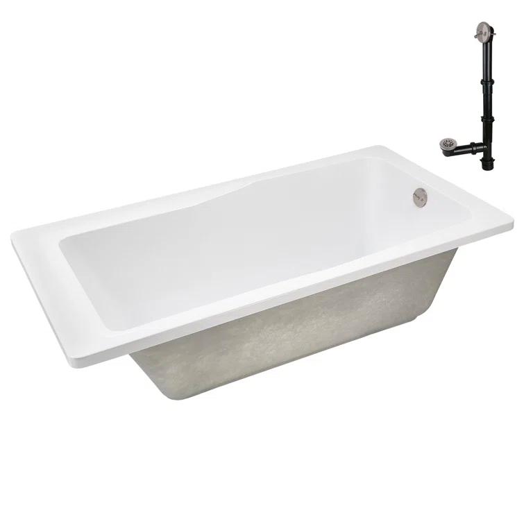 Streamline Bath 60'' x 32'' Acrylic Soaking Drop-In Bathtub, Drain Included N-4400-757-BNK