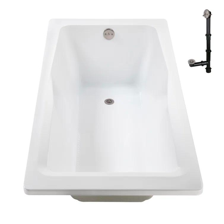 Streamline Bath 60'' x 32'' Acrylic Soaking Drop-In Bathtub, Drain Included N-4400-757-BNK