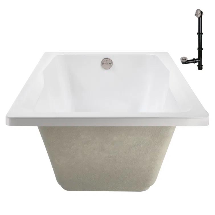 Streamline Bath 60'' x 32'' Acrylic Soaking Drop-In Bathtub, Drain Included N-4400-757-BNK