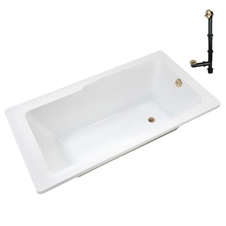 60'' x 32'' Acrylic Soaking Drop-In Bathtub, Drain Included