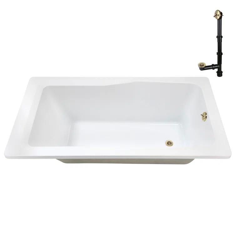 60'' x 32'' Acrylic Soaking Drop-In Bathtub, Drain Included
