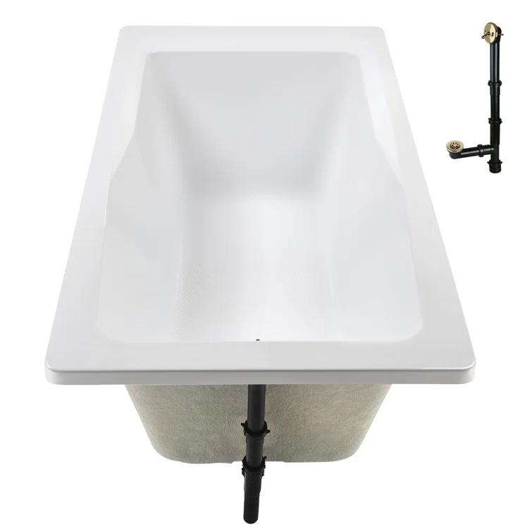 60'' x 32'' Acrylic Soaking Drop-In Bathtub, Drain Included
