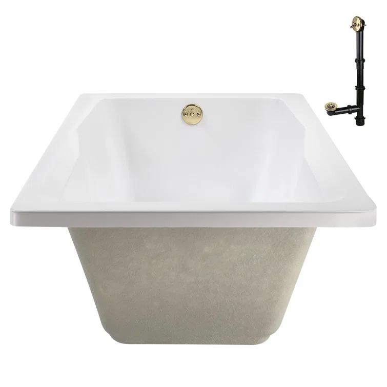 60'' x 32'' Acrylic Soaking Drop-In Bathtub, Drain Included