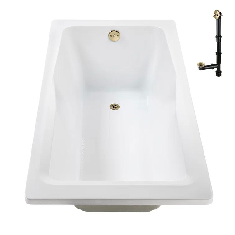 60'' x 32'' Acrylic Soaking Drop-In Bathtub, Drain Included