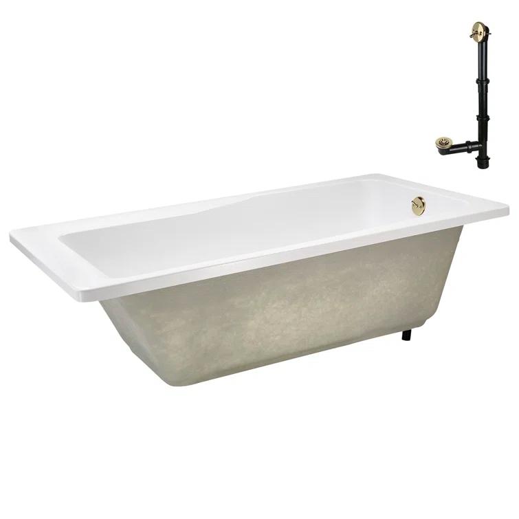 60'' x 32'' Acrylic Soaking Drop-In Bathtub, Drain Included