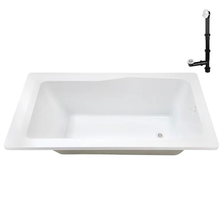 60'' x 32'' Acrylic Soaking Drop-In Bathtub, Drain Included
