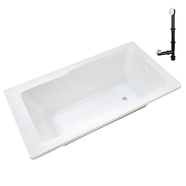 60'' x 32'' Acrylic Soaking Drop-In Bathtub, Drain Included
