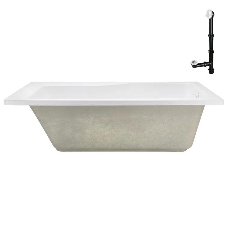 60'' x 32'' Acrylic Soaking Drop-In Bathtub, Drain Included