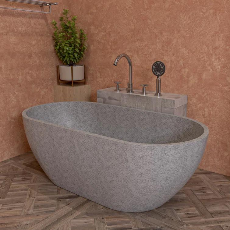 Alfi Brand ABCO59TUB 59'' x 29.5'' Soaking Stone Bathtub