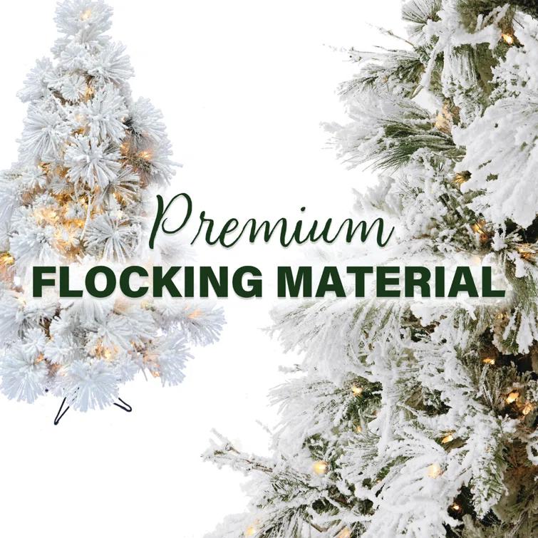 Fraser Hill Farm Fraser Hill Farm Flocked Mountain Pine Christmas Tree with LED Lights
