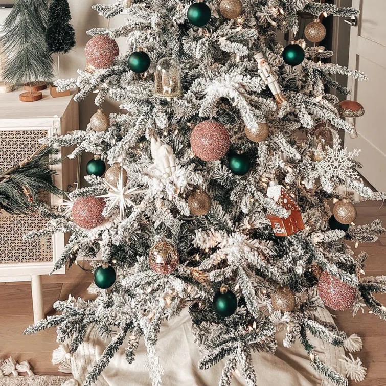 Fraser Hill Farm Fraser Hill Farm Flocked Mountain Pine Christmas Tree with LED Lights