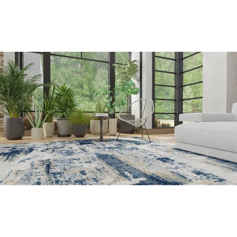 Navarra Auden Abstract Sapphire Blue Area Rug