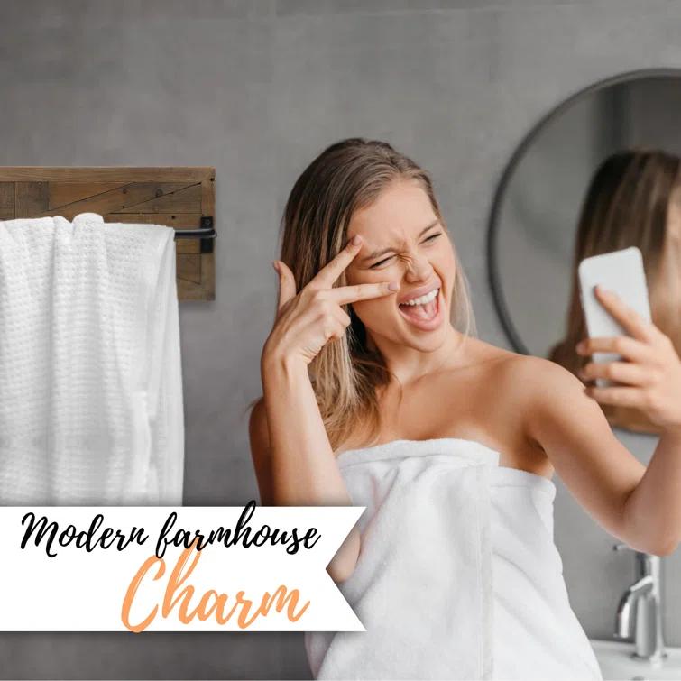Autumn Alley Autumn Alley Rustic Farmhouse Towel Rack in Barn Wood -  Farmhouse Bathroom Décor TRK001WD