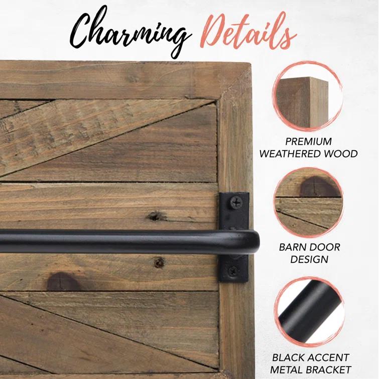 Autumn Alley Autumn Alley Rustic Farmhouse Towel Rack in Barn Wood -  Farmhouse Bathroom Décor TRK001WD