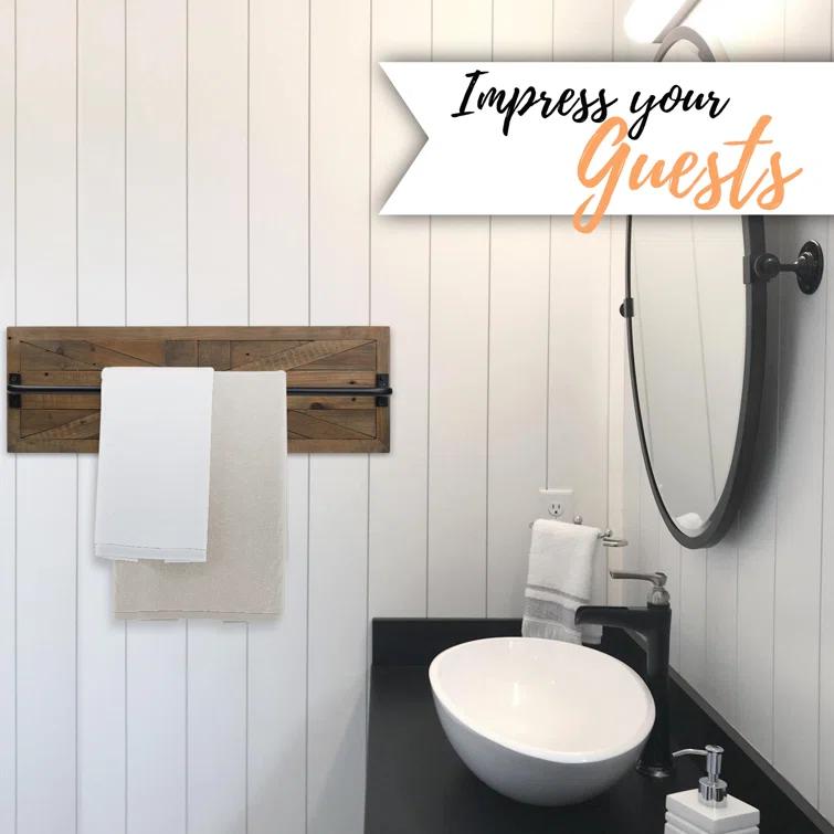Autumn Alley Autumn Alley Rustic Farmhouse Towel Rack in Barn Wood -  Farmhouse Bathroom Décor TRK001WD
