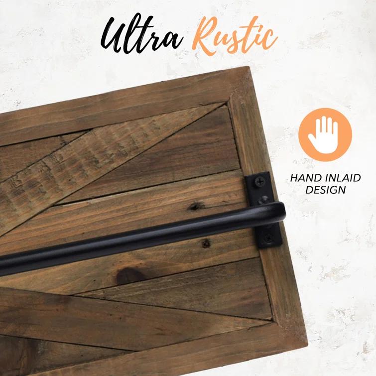 Autumn Alley Autumn Alley Rustic Farmhouse Towel Rack in Barn Wood -  Farmhouse Bathroom Décor TRK001WD