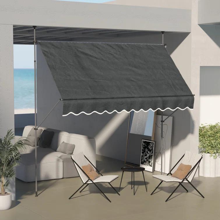 Outsunny D Polyester Cover Retractable Patio Awning