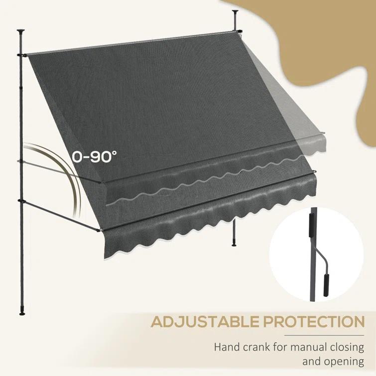 Outsunny D Polyester Cover Retractable Patio Awning