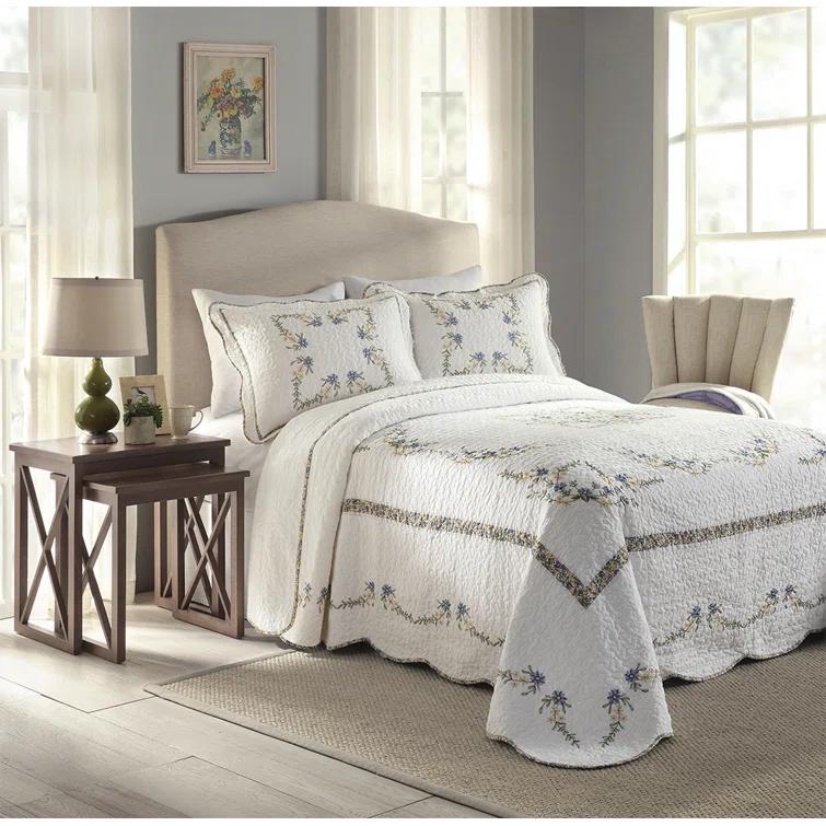 Modern Heirloom Heather Floral Embroidered Single Bedspread & Reviews | Wayfair