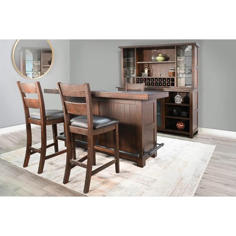 Homestead 80'' Dark Brown Mahogany Lighted Dining Hutch