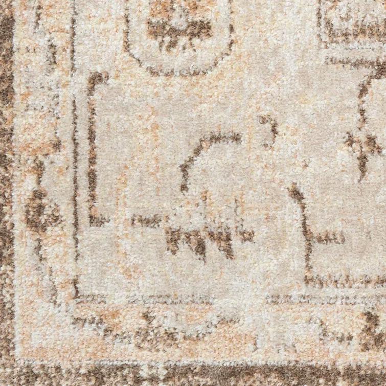 Haydel Oriental Machine Washable Power Loom Polyester Area Rug in Beige