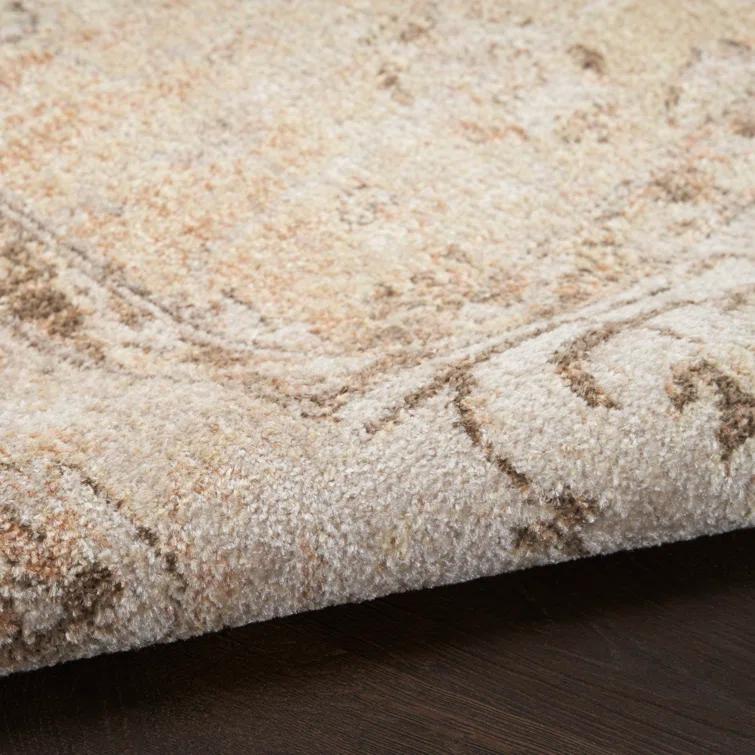 Haydel Oriental Machine Washable Power Loom Polyester Area Rug in Beige