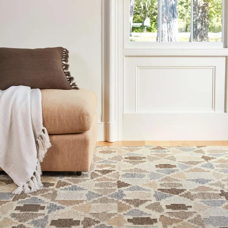 Dash and Albert Rugs Rufus Kit Kemp x Annie Selke Rufus Stone Kilim Natural Handwoven Wool Rug