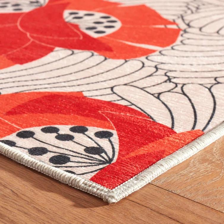 Annie Selke - Dash & Albert Japanese Poppy Multi Machine Washable Rug, 8x10, Multi