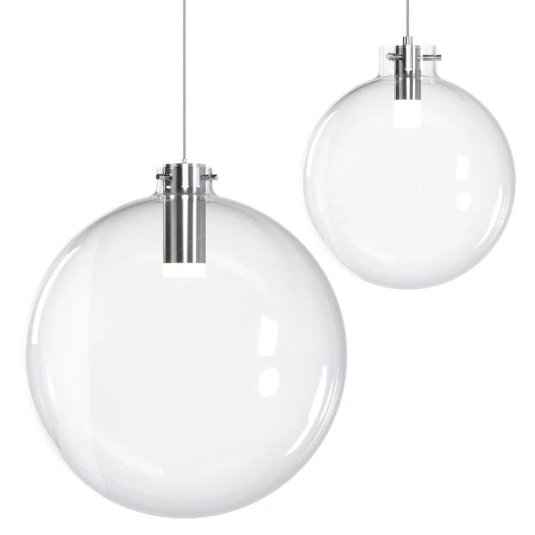 Clear Glass Globe Pendant Light with Polished Chrome Finish