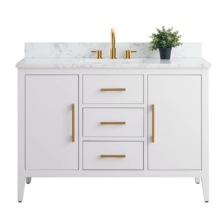 48'' Single Bathroom Vanity with Engineered Marble Top