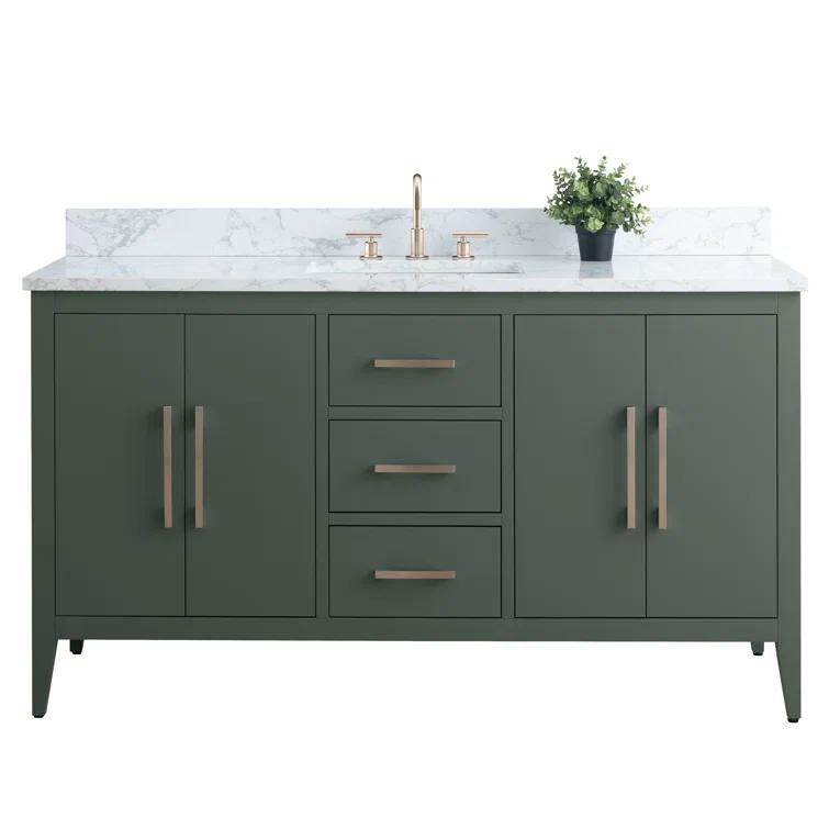 60'' Single Bathroom Vanity with Engineered Marble Top