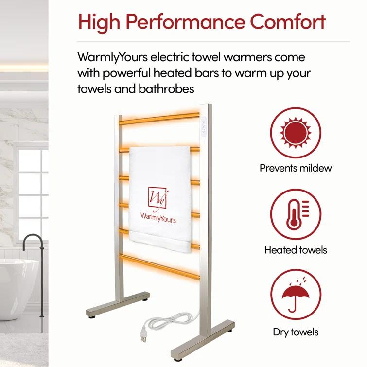 Ibiza Electrical Freestanding Towel Warmer, Polished, Plug-in, 6 Bars