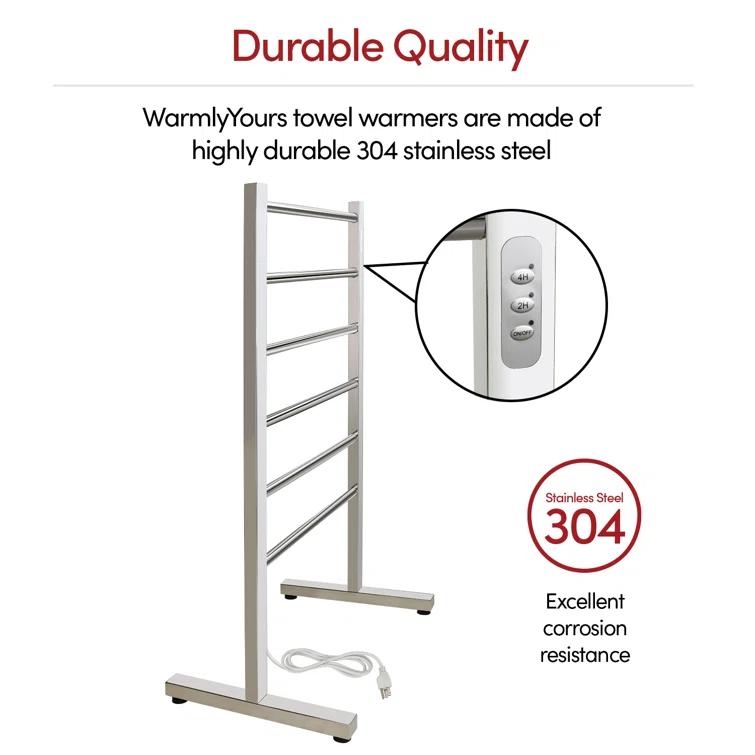 Ibiza Electrical Freestanding Towel Warmer, Polished, Plug-in, 6 Bars