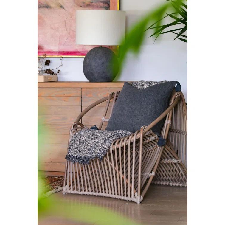 James Cotton Oversized Throw by Pom Pom at Home - Ivory and Charcoal