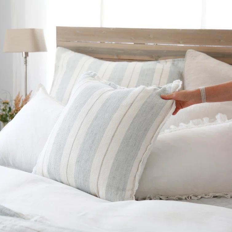 Laguna Linen Pillow by Pom Pom at Home - Ocean / 20" x 20" / Down