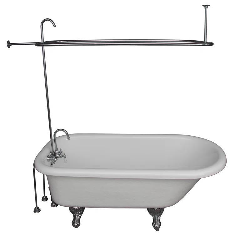 67'' x 29.5'' Freestanding Soaking Acrylic Bathtub with Faucet