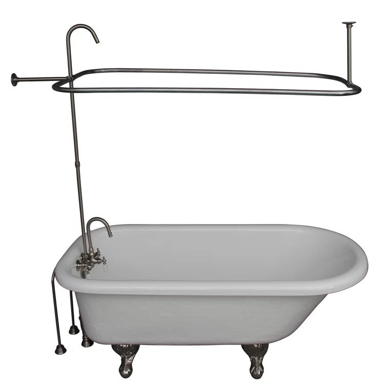 67'' x 29.5'' Freestanding Soaking Acrylic Bathtub with Faucet