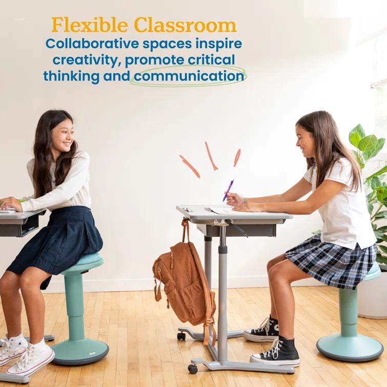 ECR4Kids Sitwell Wobble Stool with Cushion, Adjustable Height, Active Seating