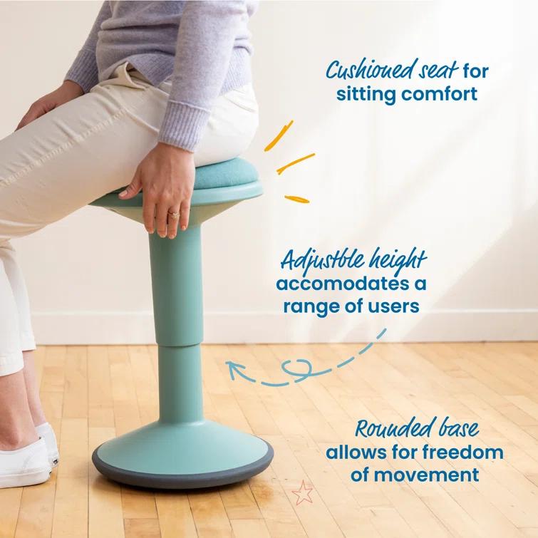 ECR4Kids Sitwell Wobble Stool with Cushion, Adjustable Height, Active Seating
