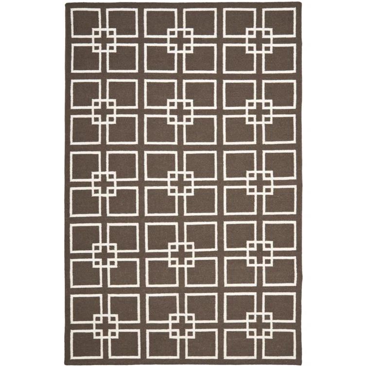 Dance Martha Stewart Flat Weave Wool/Silk/Cotton Geometric Rug in Soilbrown