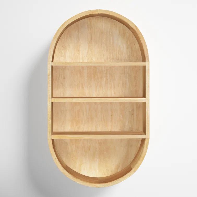 Minx Oval Solid Mango Wood Accent Wall Shelf