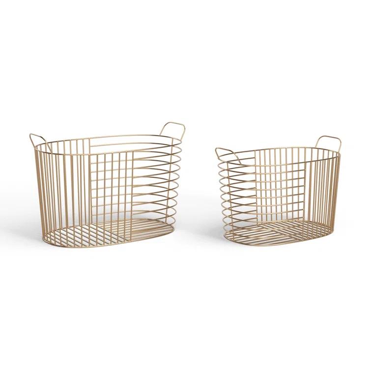Abbie Metal Basket With Handles - Set of 2